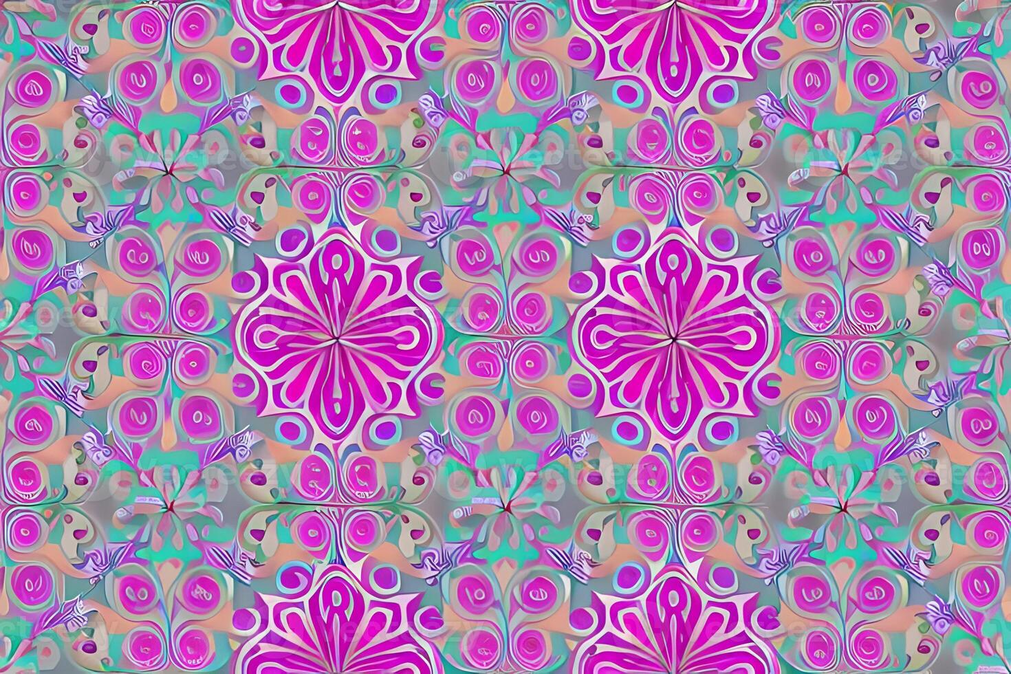 Abstract magenta or purple natural flower, floral, and leaves seamless pattern background. Flower and leaf clip illustration watercolor texture wallpaper. photo