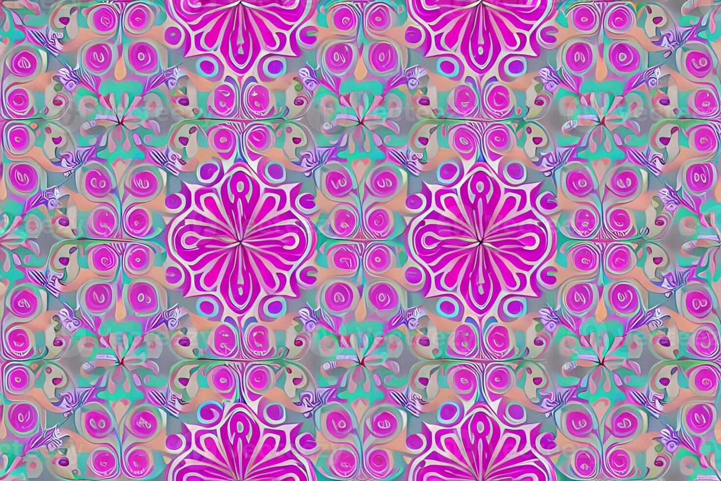 Abstract magenta or purple natural flower, floral, and leaves seamless pattern background. Flower and leaf clip illustration watercolor texture wallpaper. photo