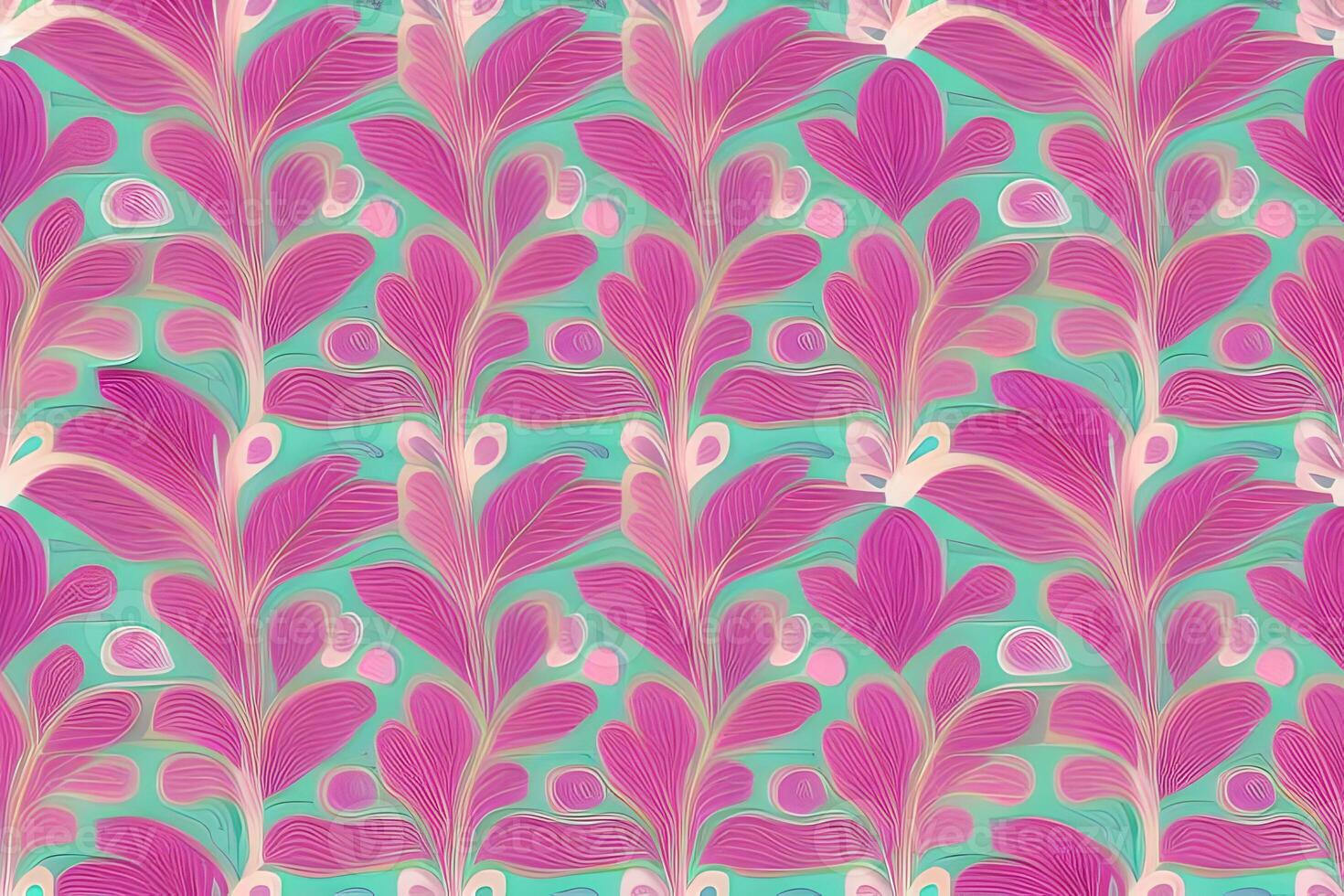 Abstract magenta or purple natural flower, floral, and leaves seamless pattern background. Flower and leaf clip illustration watercolor texture wallpaper. photo