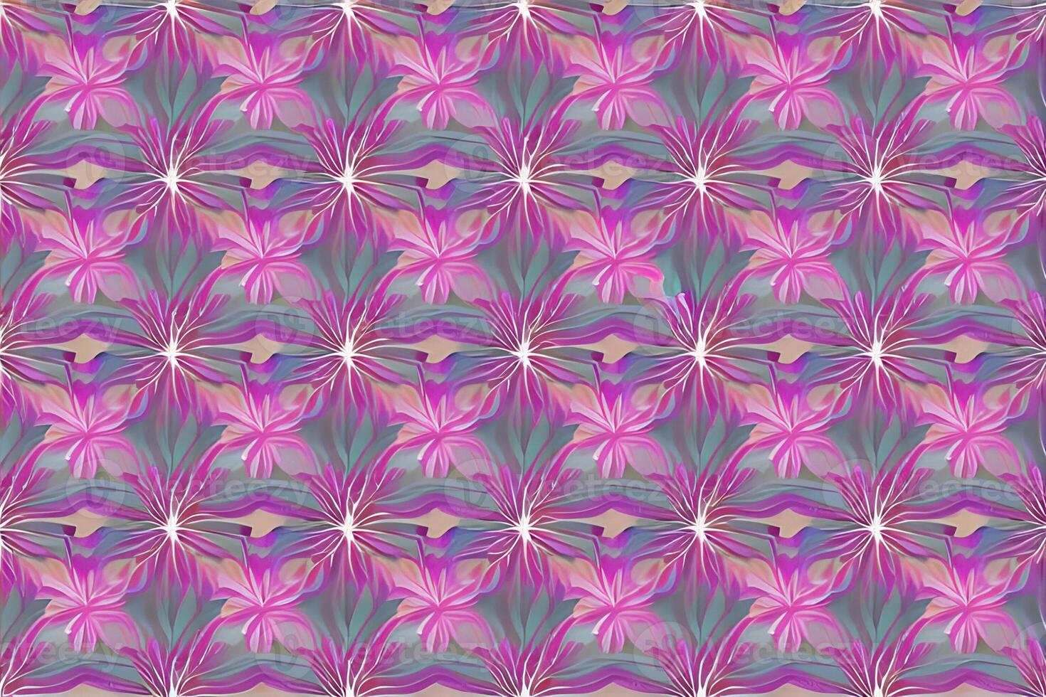 Abstract magenta or purple natural flower, floral, and leaves seamless pattern background. Flower and leaf clip illustration watercolor texture wallpaper. photo