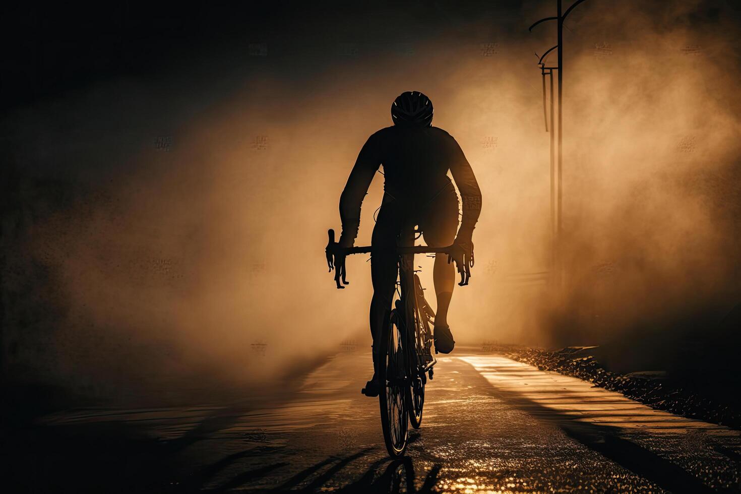 atleta paseos un bicicleta. ilustración ai generativo foto