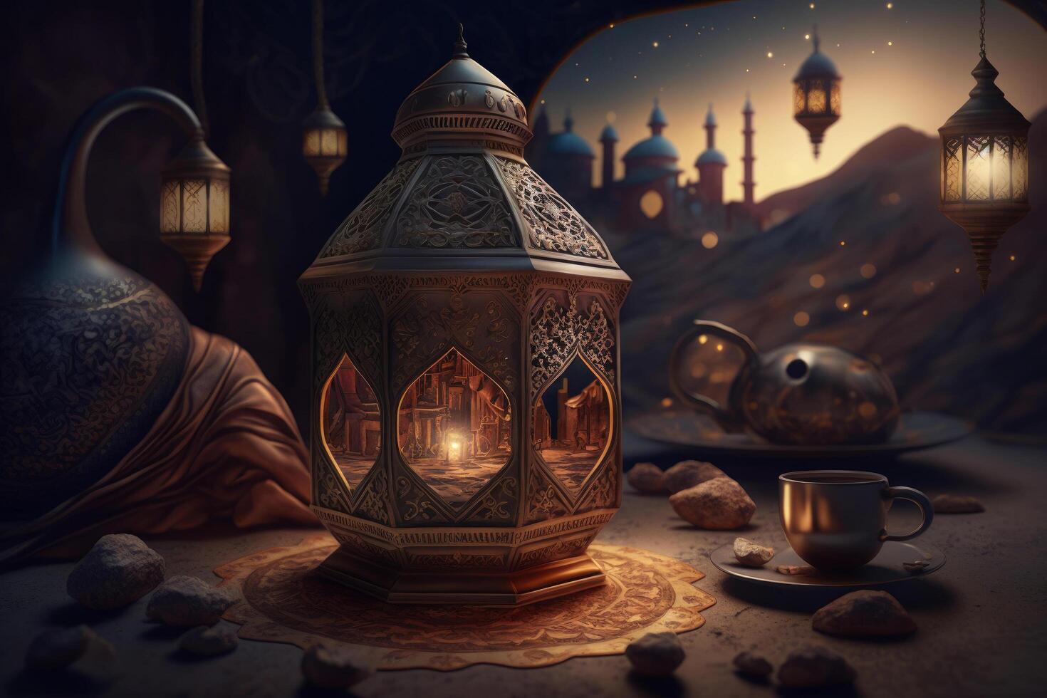 Festive photo ramadan kareem background. Illustration