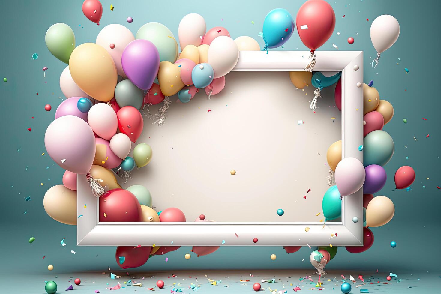 birthday background with circle frame balloons. Illustration photo