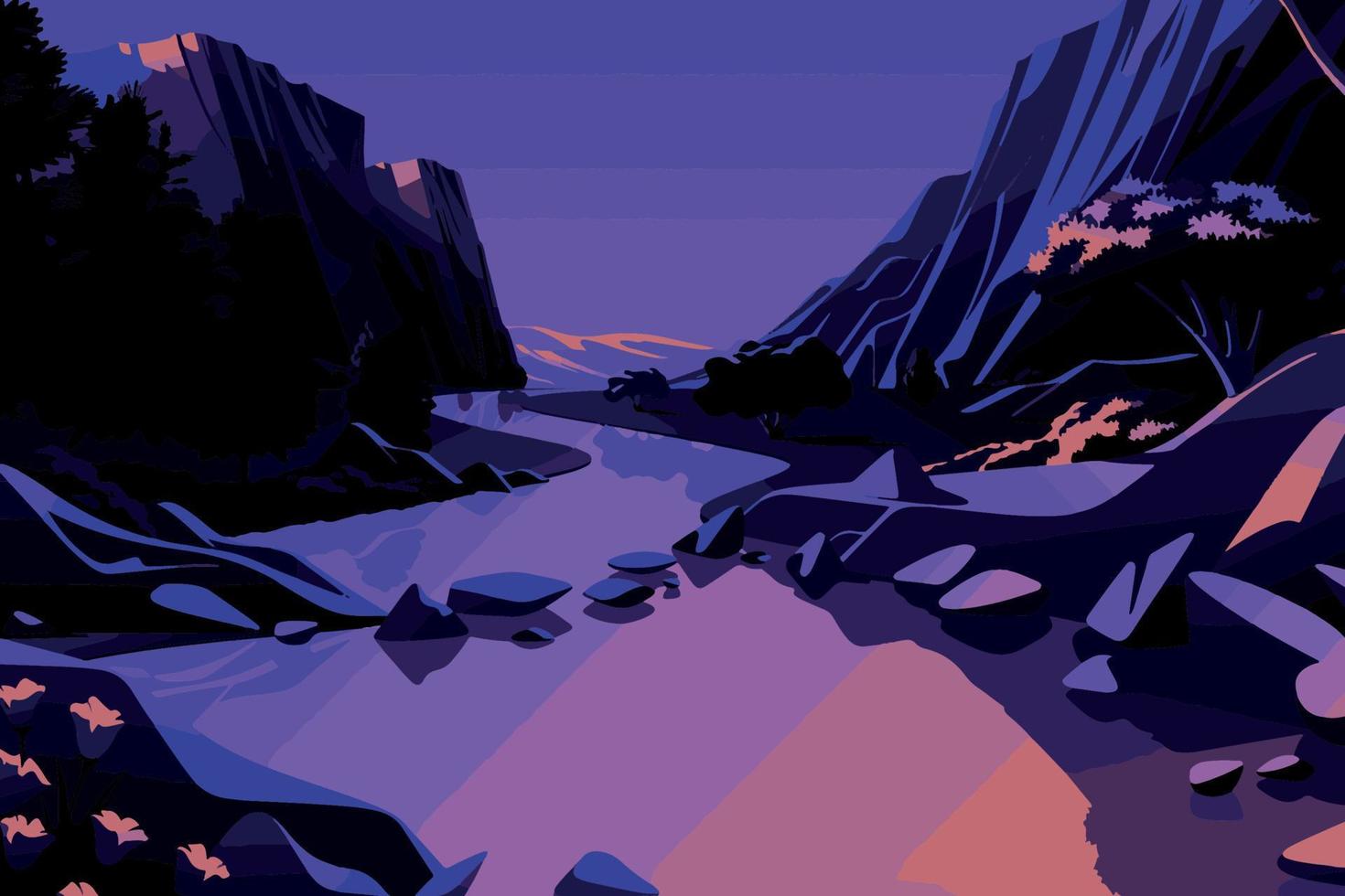 night landscape lowpoly free vector