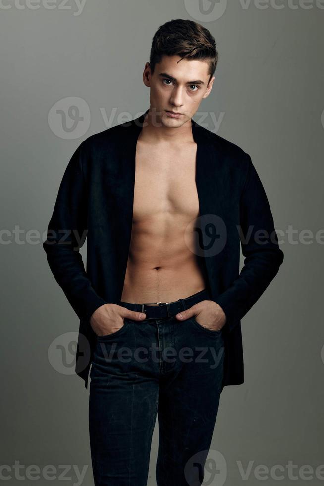 man black blazer elegant style self confidence cropped look studio fashionable photo