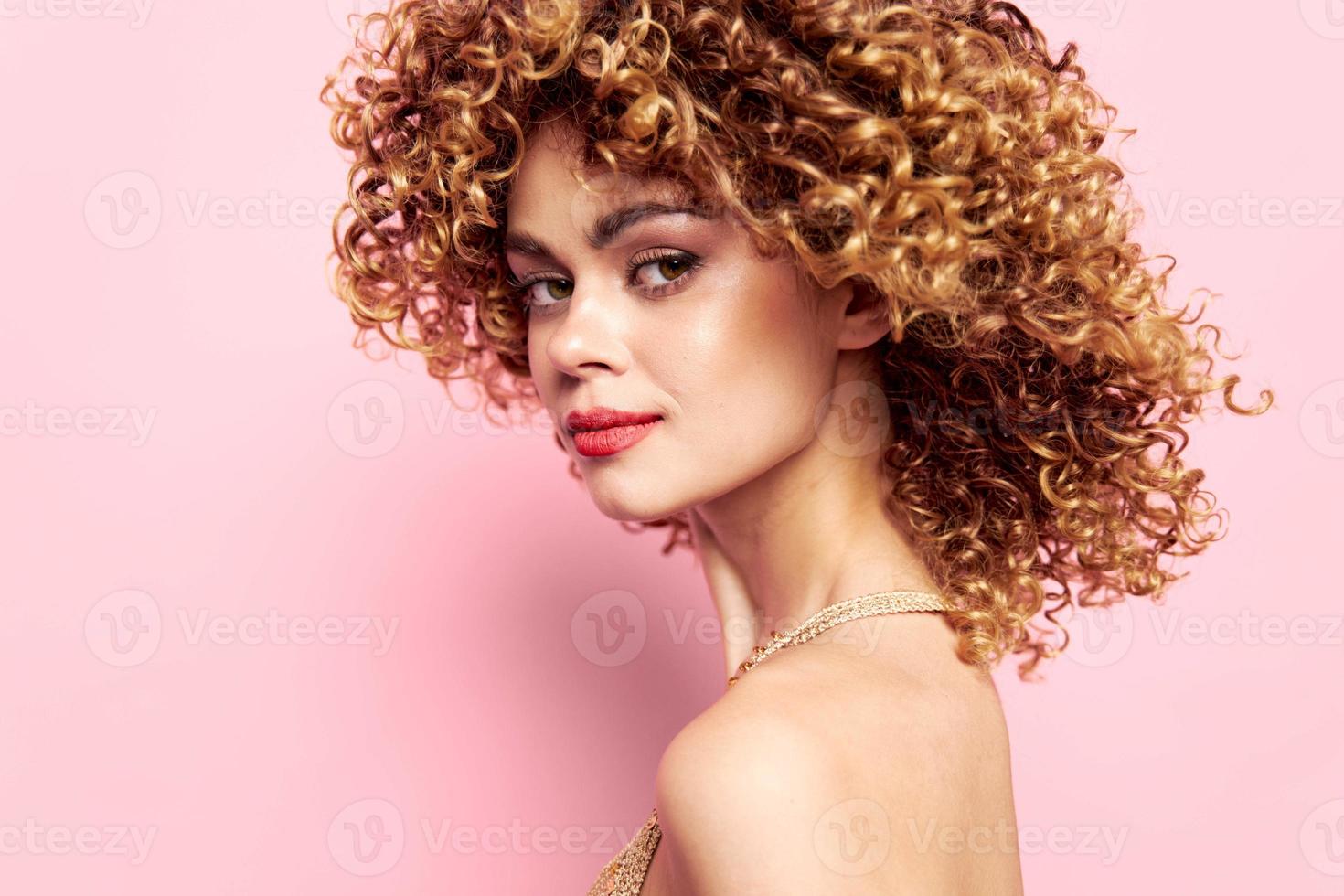 Woman with education hair Copy space photo