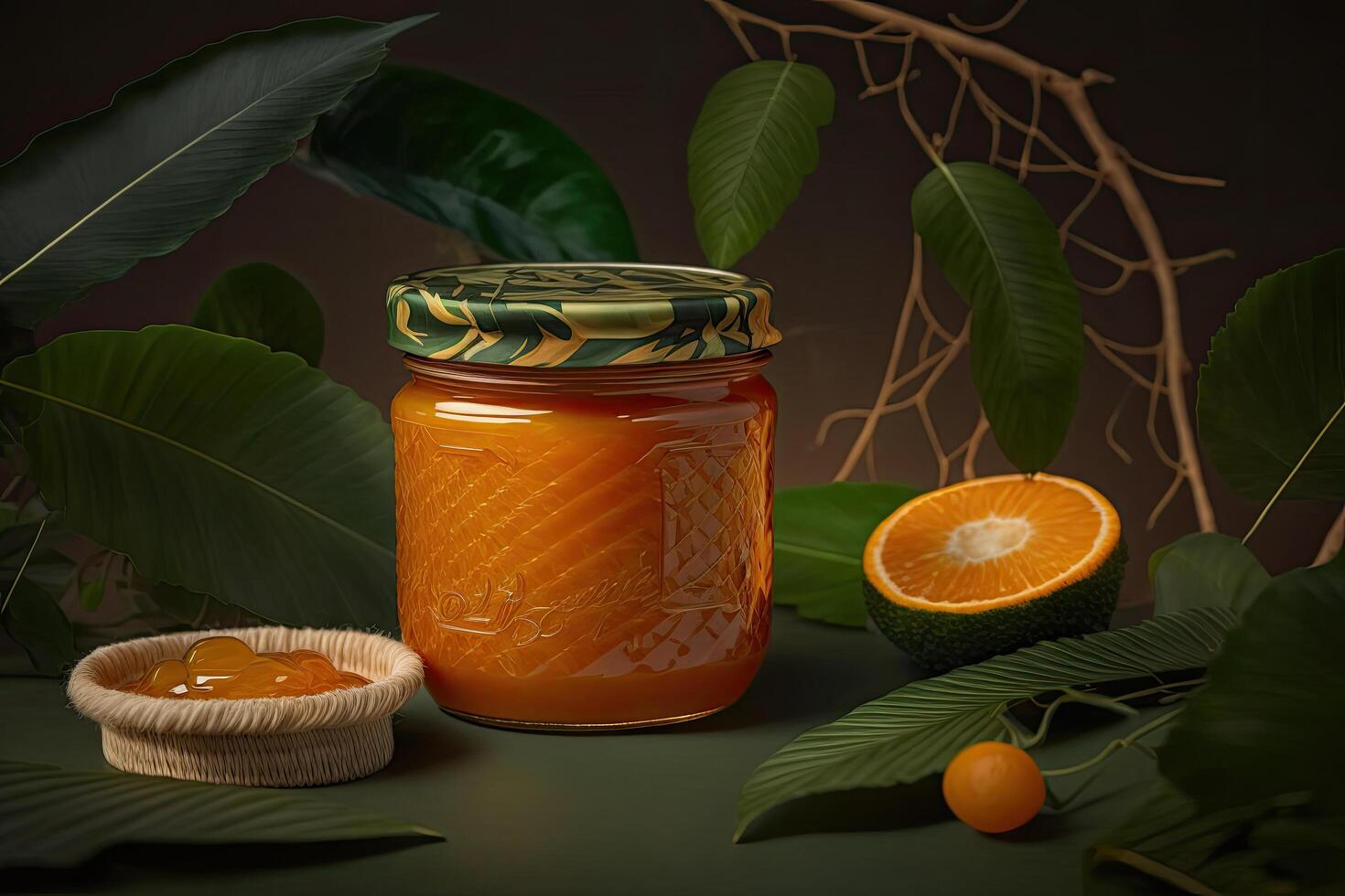 Orange Jam in Glass Jar. Illustration photo