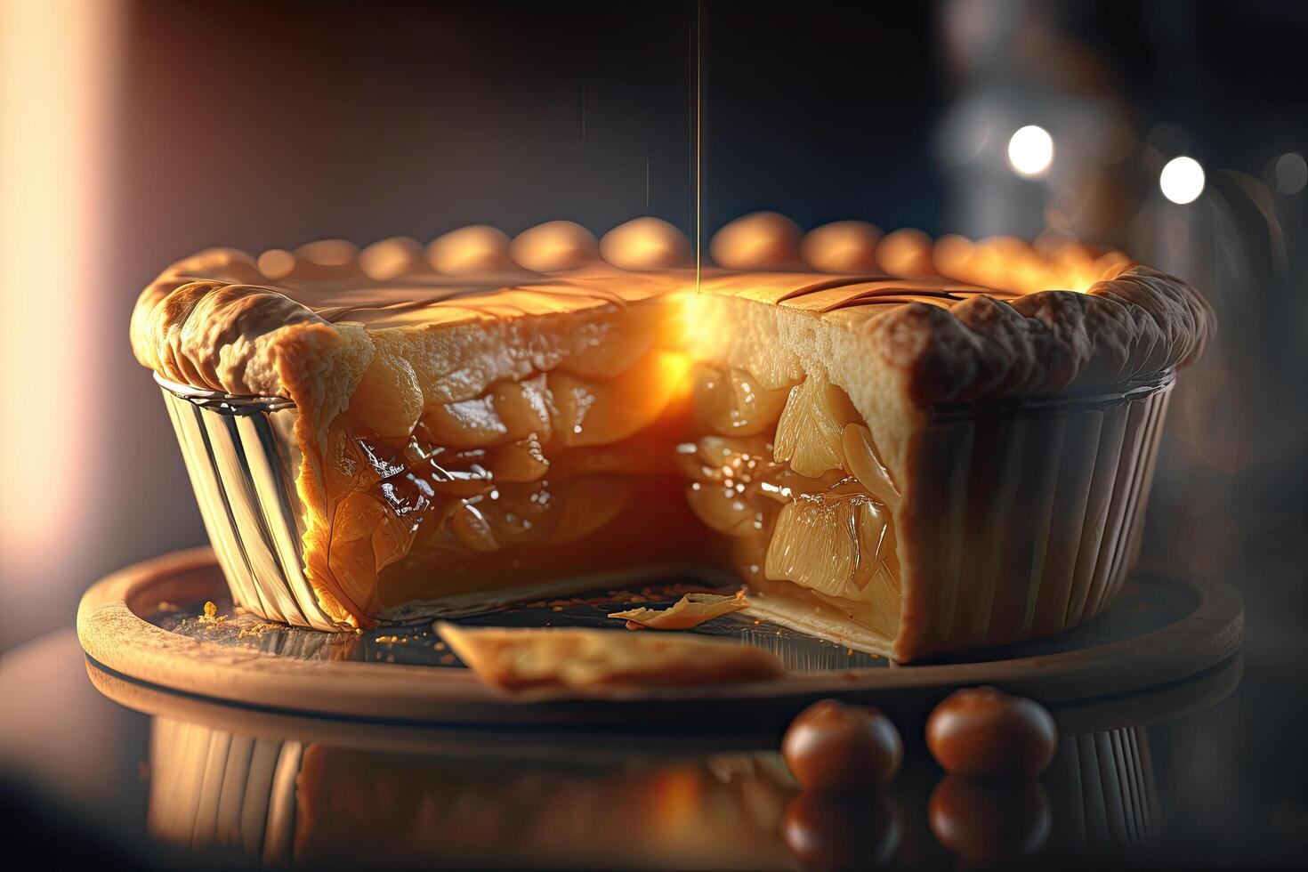 Fresh cooked fragrant apple pie. Illustration photo