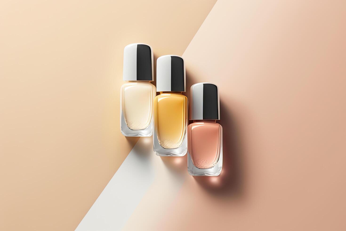Trendy design template with nail polish glass bottles. Illustration photo