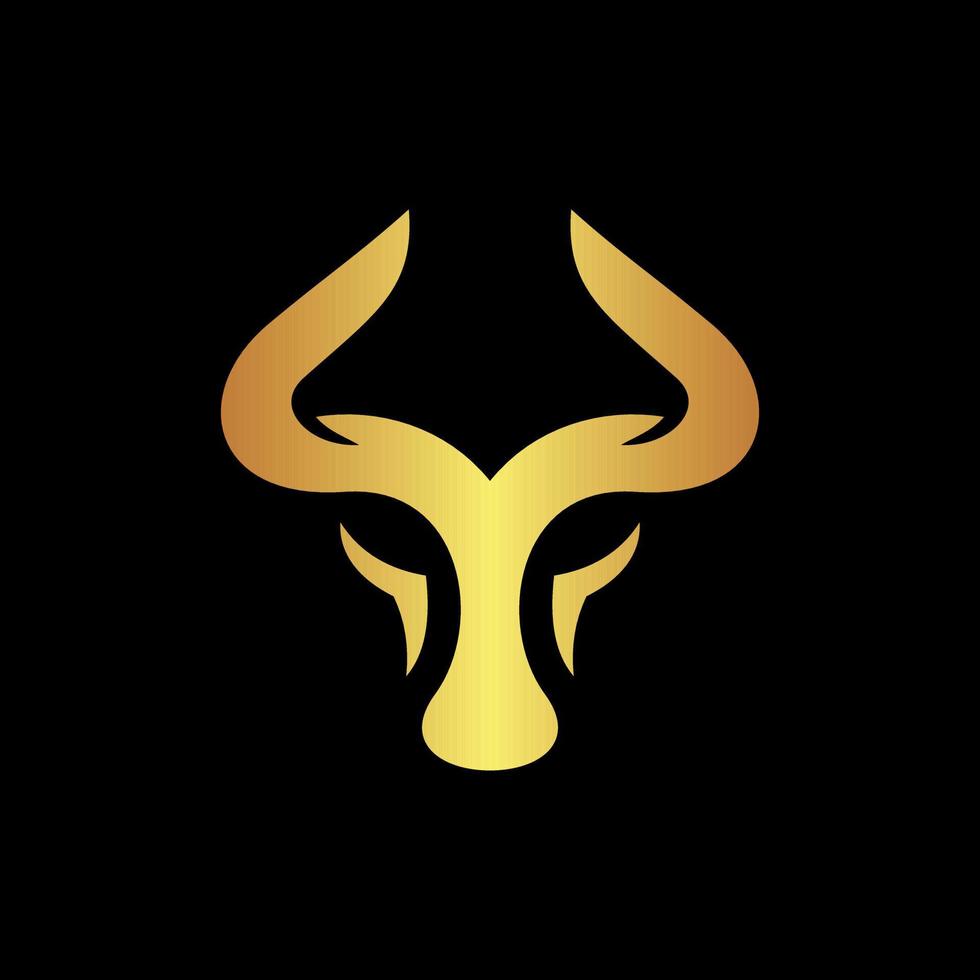 Bull head golden luxury simple logo vector