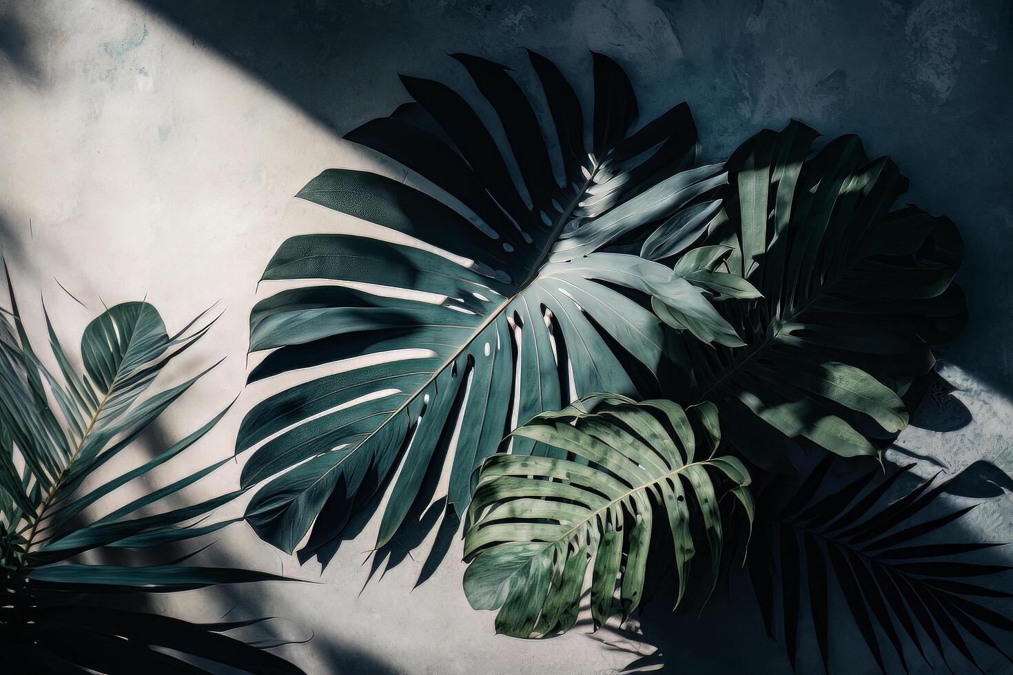 Soft shadows of tropical palm leaves. Illustration photo