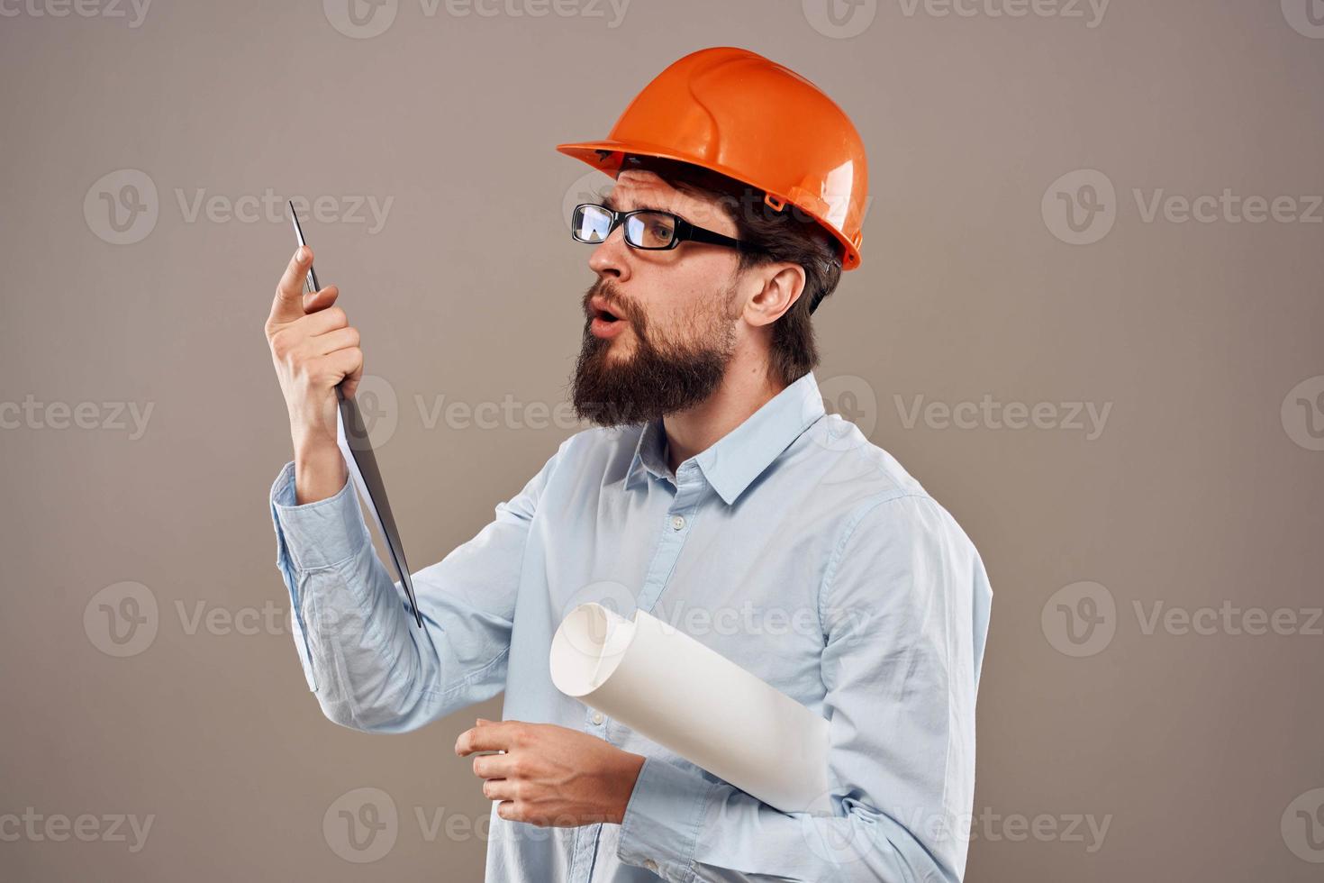 Engineer orange helmet professional documents instruction manual photo