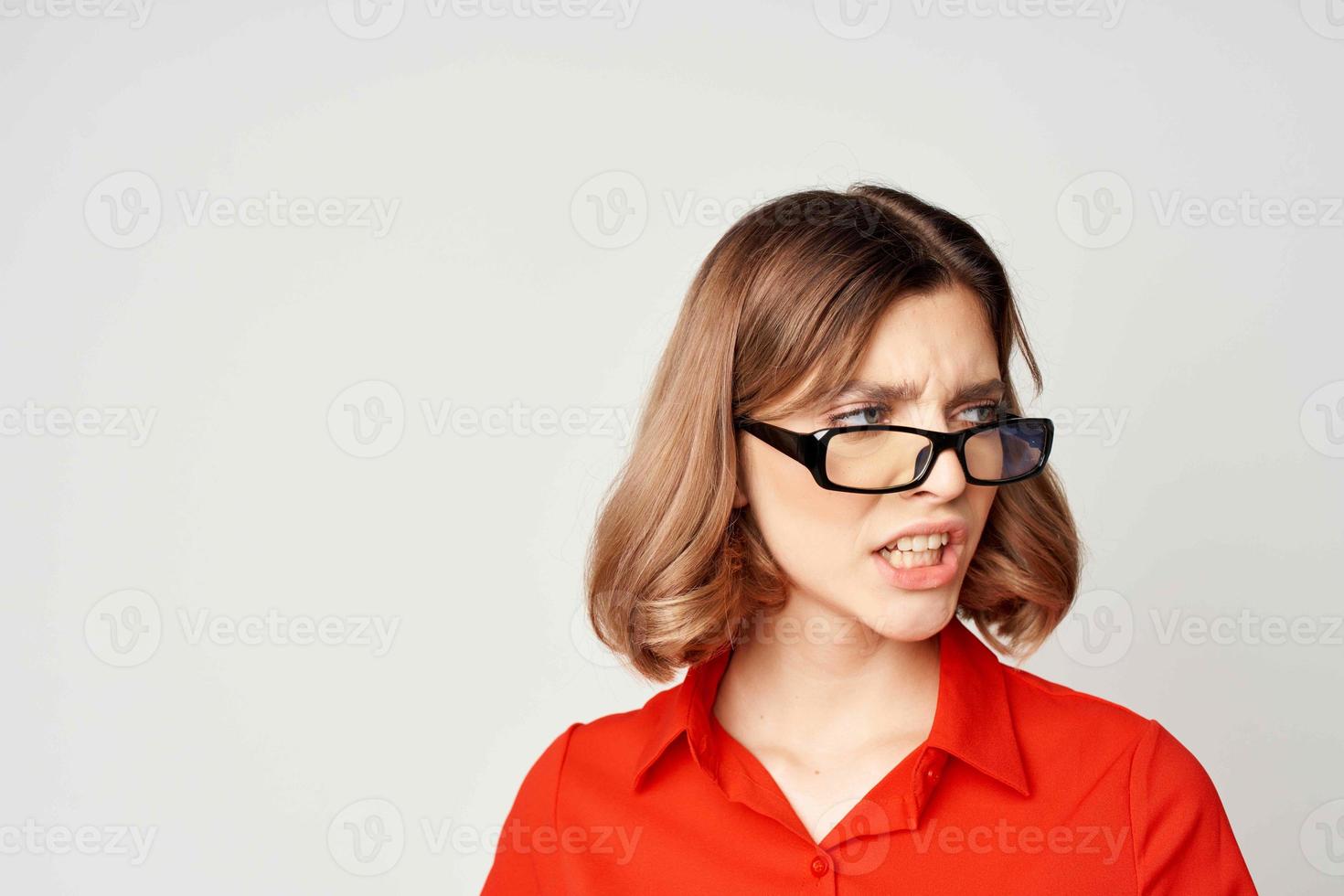 business woman in red shirt job manager executive photo