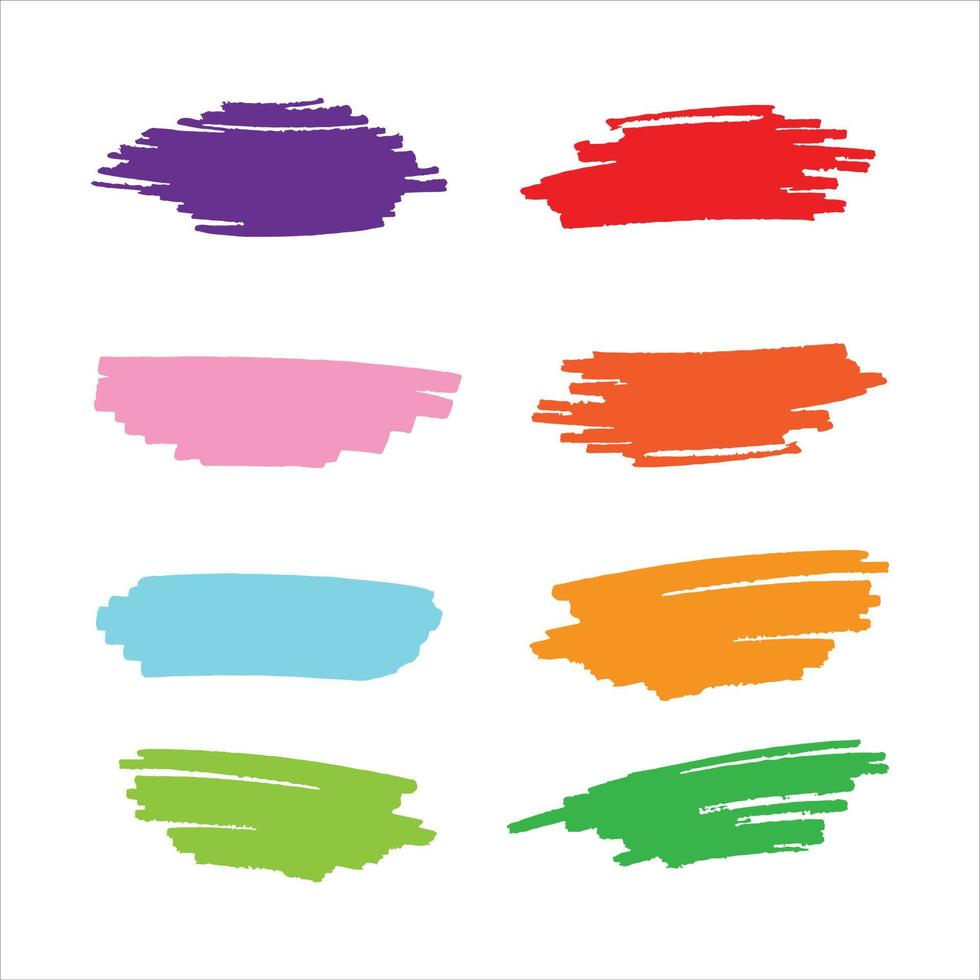 Vector collection of artistic grungy paint hand made creative brush stroke set isolated on white background