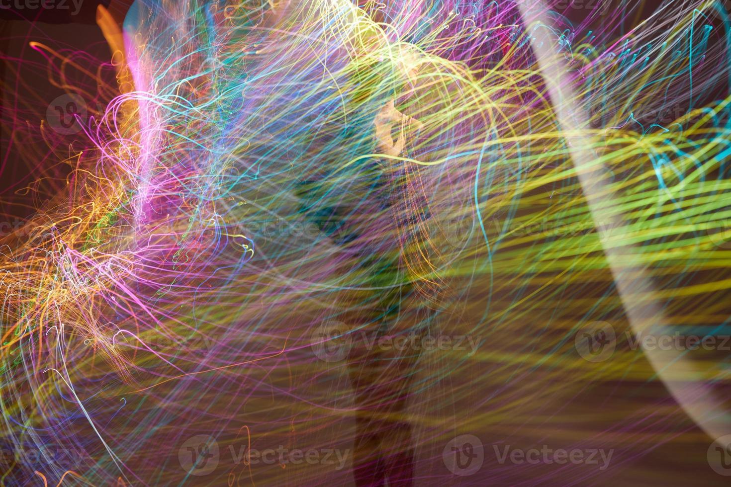 multicolored neon lines woman silhouette photo