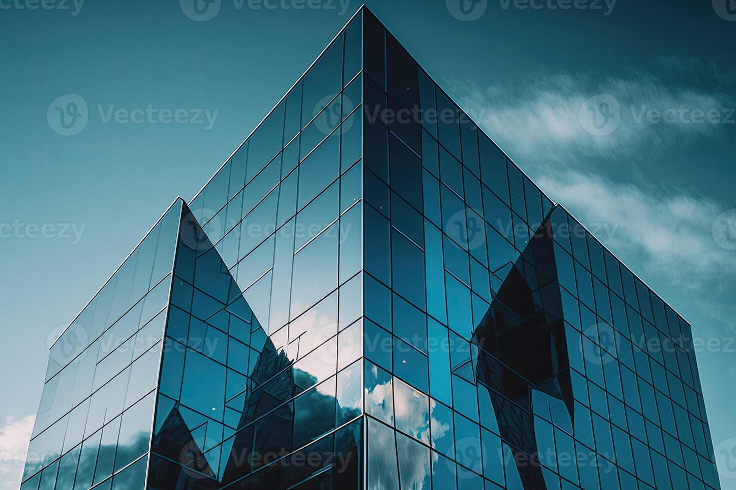 Glass building with transparent facade of the building. Illustration photo