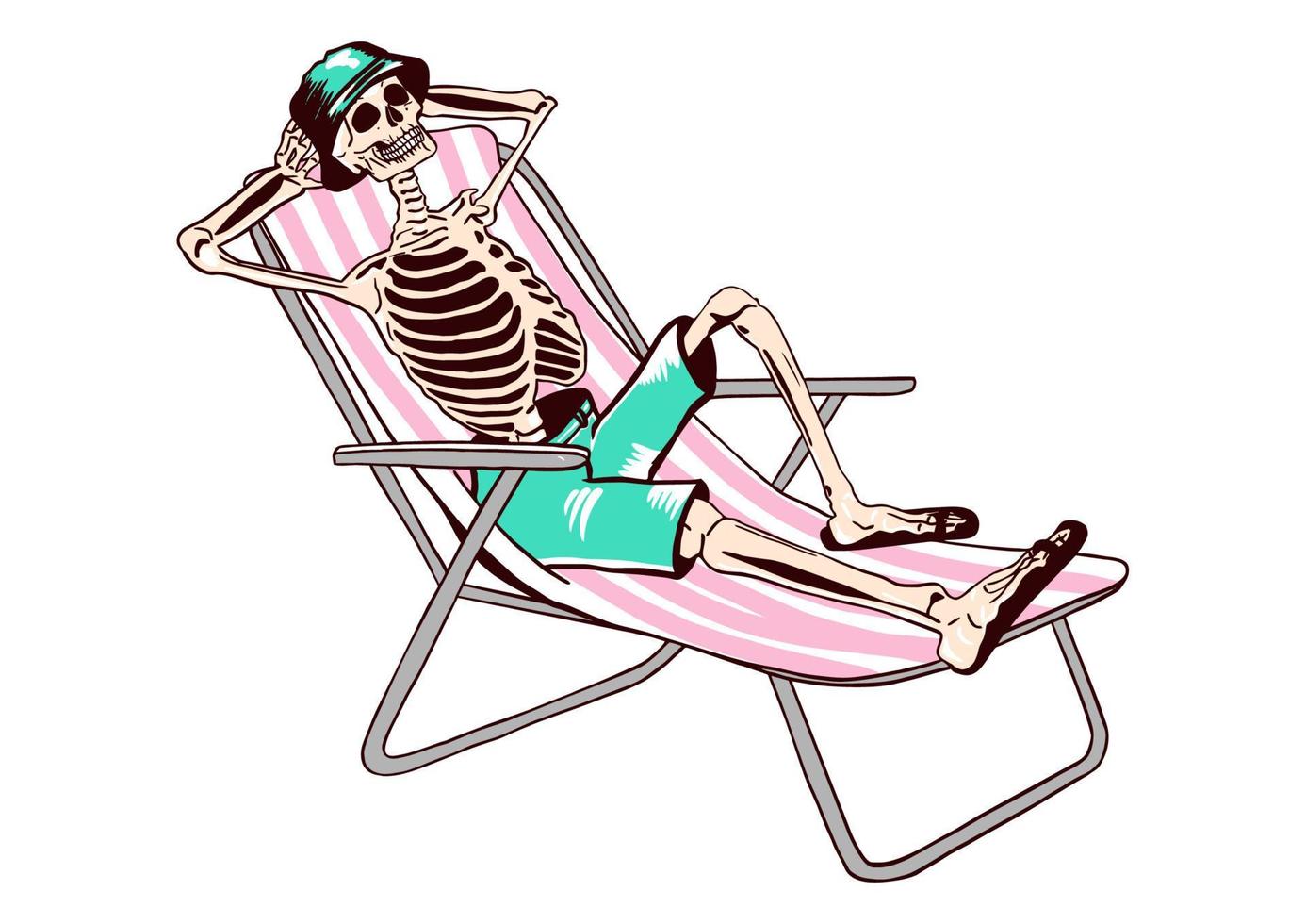 Skeleton. Retro-style illustration of resting skeleton. Flat vector. vector