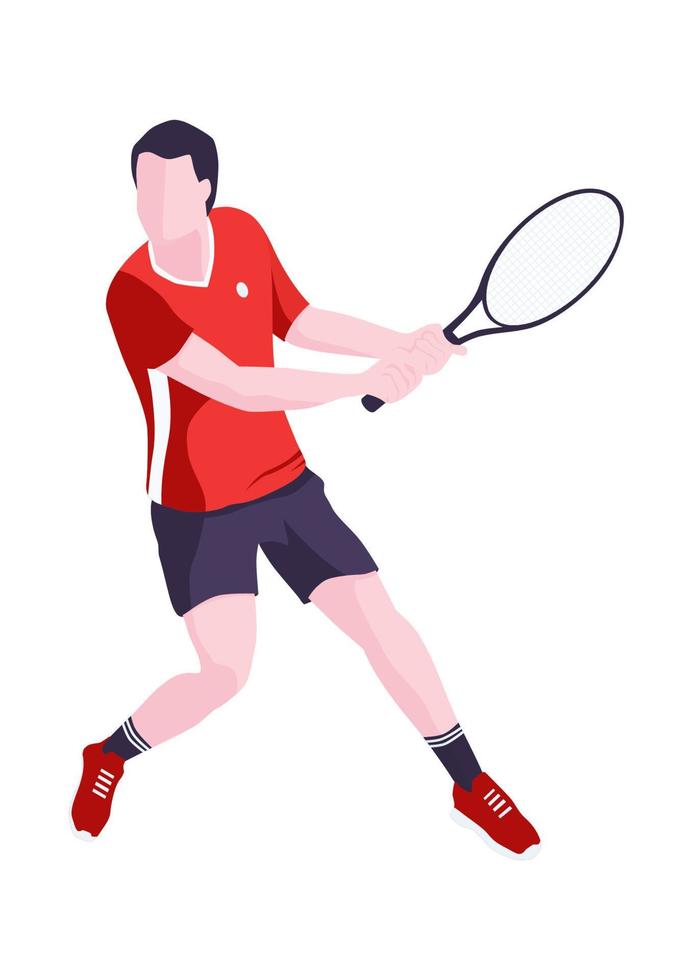 un hombre jugando tenis. plano vector diseño.