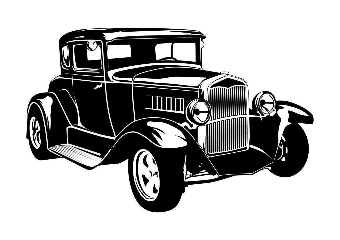 Vintage hot rod car silhouette. Vector. vector