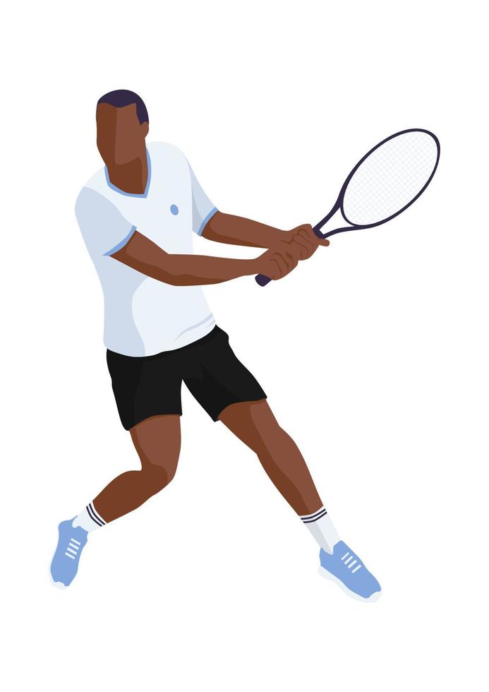 A man playing tennis. Flat vector design.