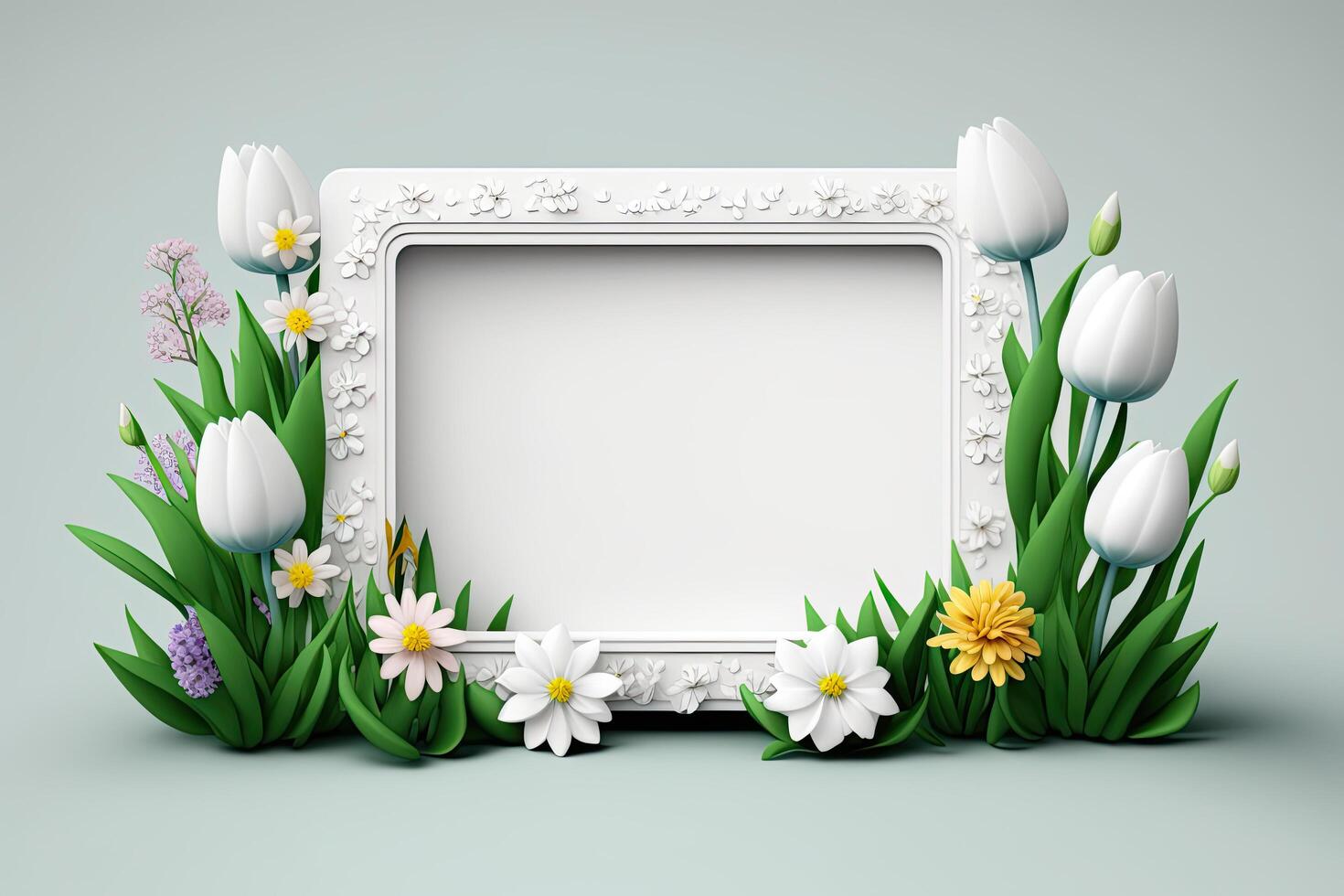 cute spring flower border frame. Illustration photo