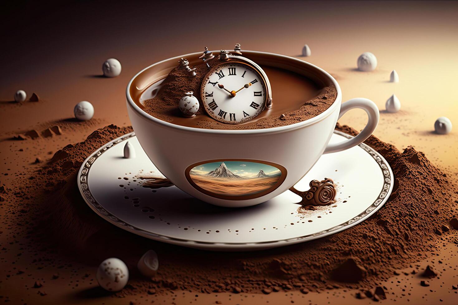 time to drink coffee concept. Illustration photo