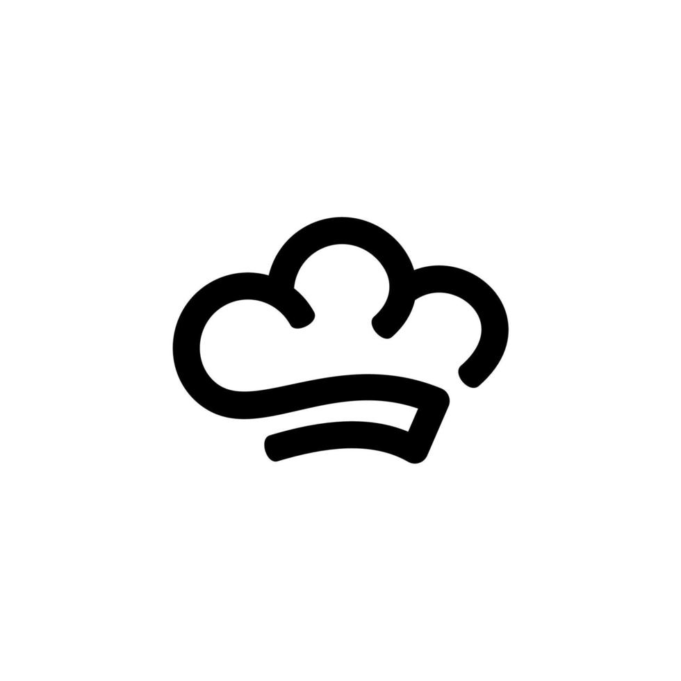 Simple chef hat logo. Chef hat with cloud in line icon style. outline vector sign, linear style isolated on white background. Cuisine and food symbol in minimal line style.