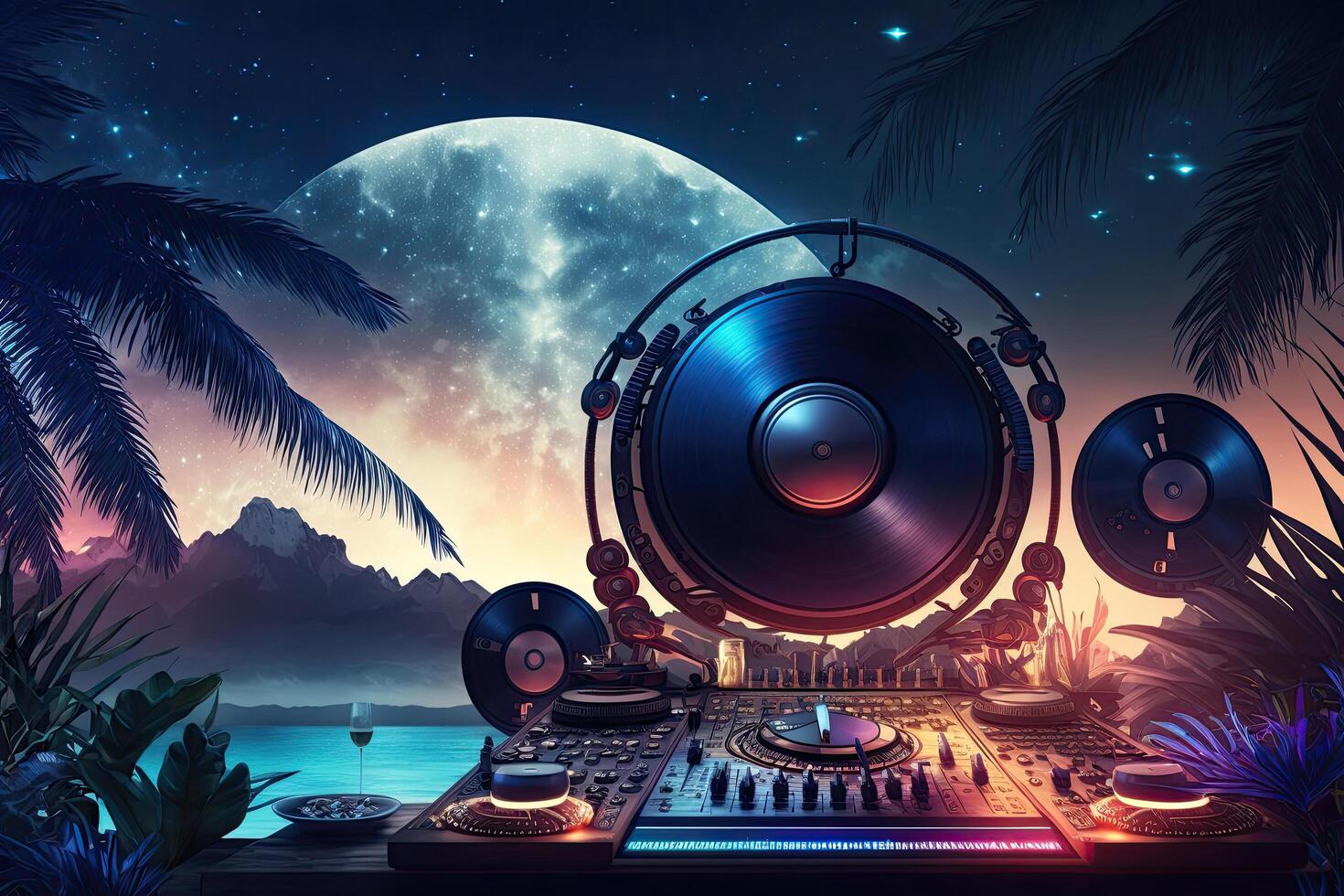 Music night party background. Illustration photo