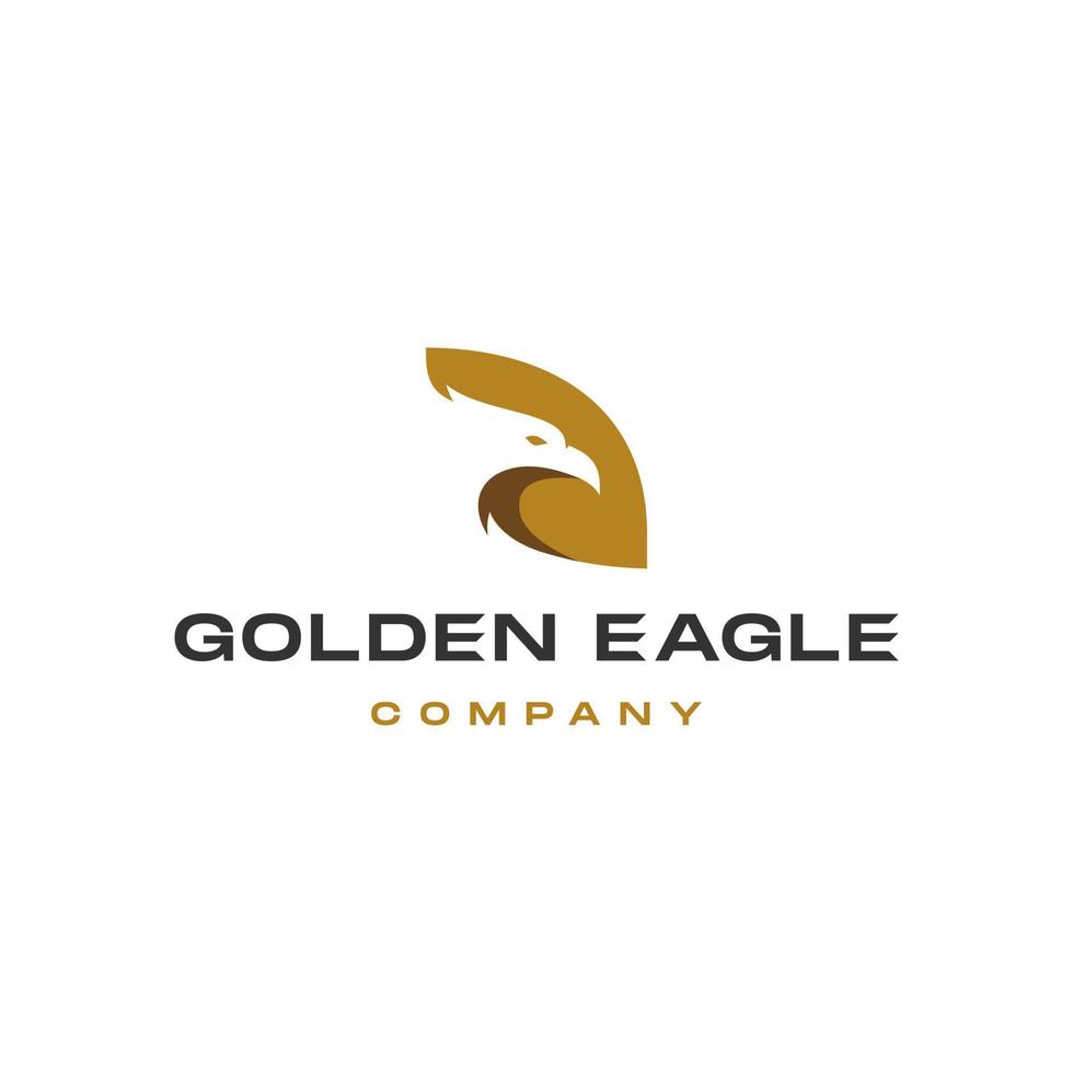 golden eagle icon logo. illustration Design of gold falcon bird in trendy modern negative space vector