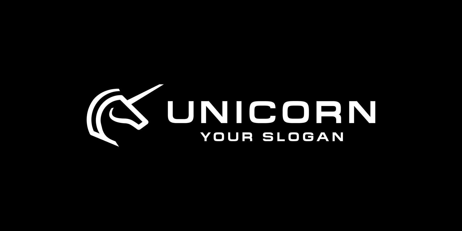 unicornio logo diseño icono vector en lujo estilo. Pegaso caballo con largo cuerno simbolizar mitológico criatura unicornio icono diseño.