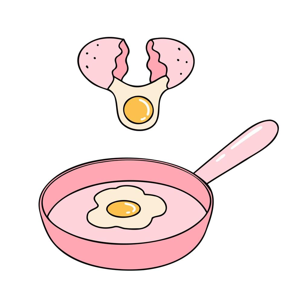 frito huevos en un cacerola, roto huevo. ilustración para impresión, antecedentes, cubre y embalaje. imagen lata ser usado para saludo tarjetas, carteles, pegatinas y textil. aislado en blanco antecedentes. vector