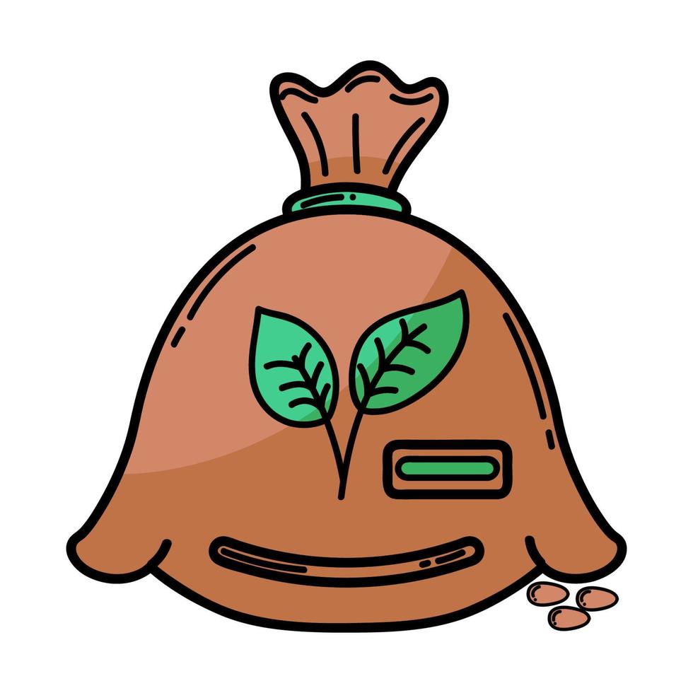Icon. A bag of seeds.Linear style. Modern flat. Ecology. Clean planet. vector