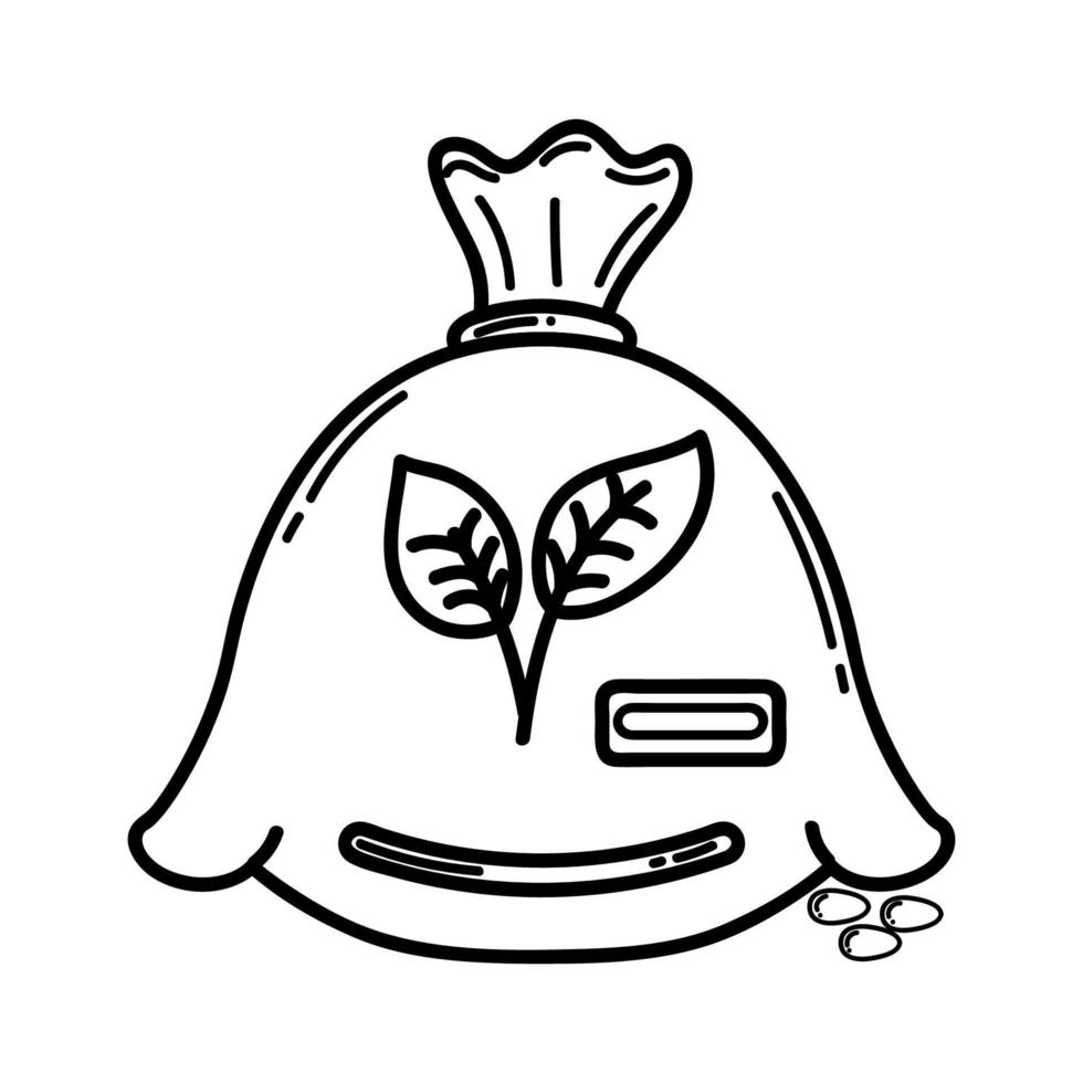 Icon. A bag of seeds.Linear style. Modern flat. Ecology. Clean planet. vector