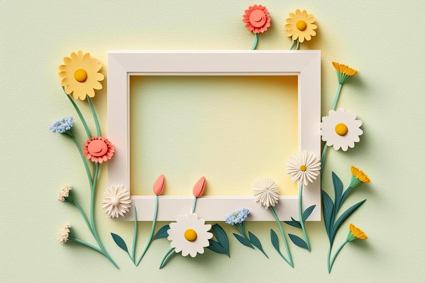 cute spring flower border frame. Illustration photo