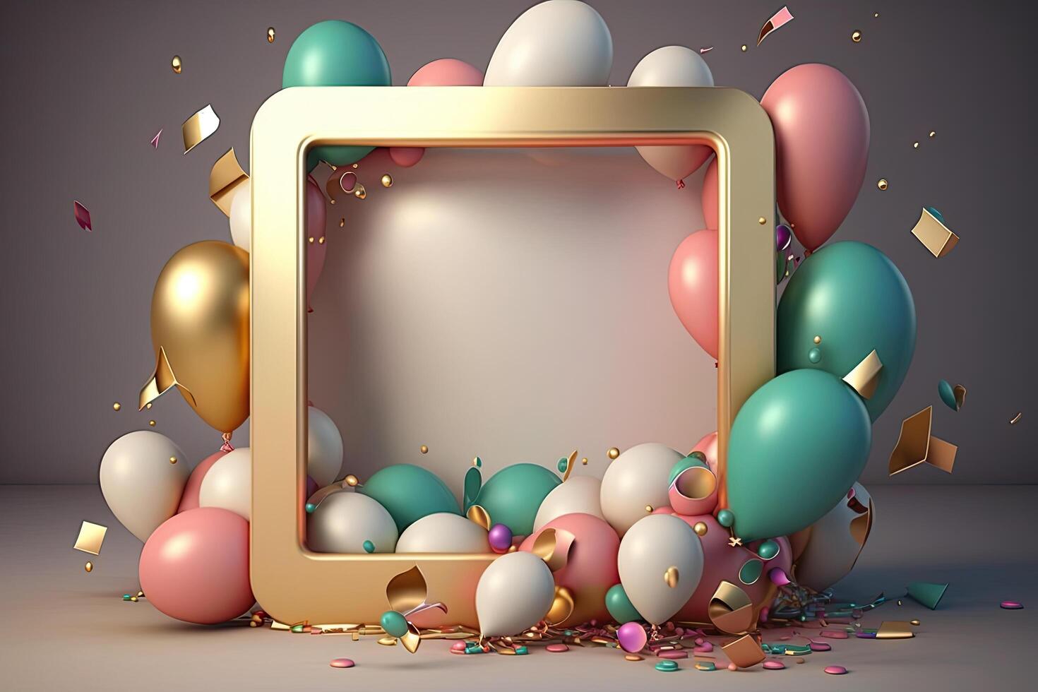 birthday background with circle frame balloons. Illustration photo