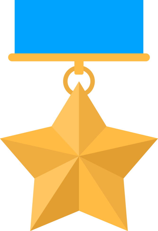 Gold star medal with blue ribbon 21995963 PNG