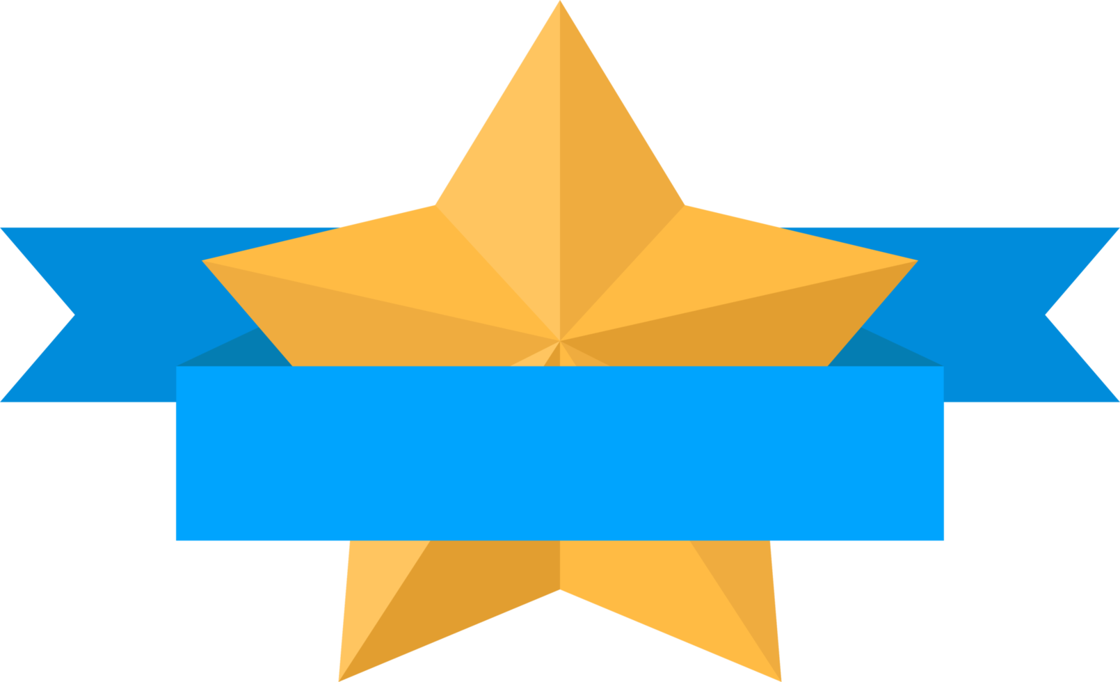 Gold star medal with blue ribbon png