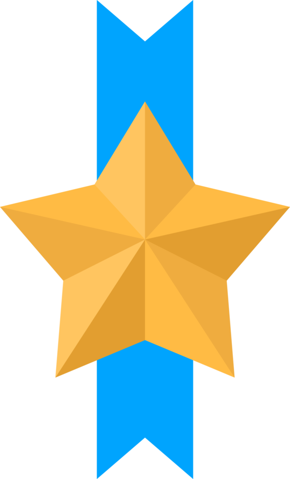 ouro Estrela medalha com azul fita png