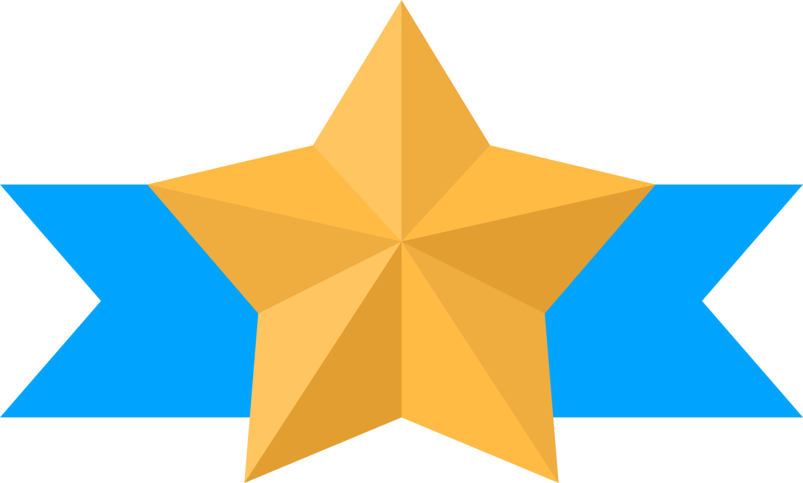Gold star medal with blue ribbon png