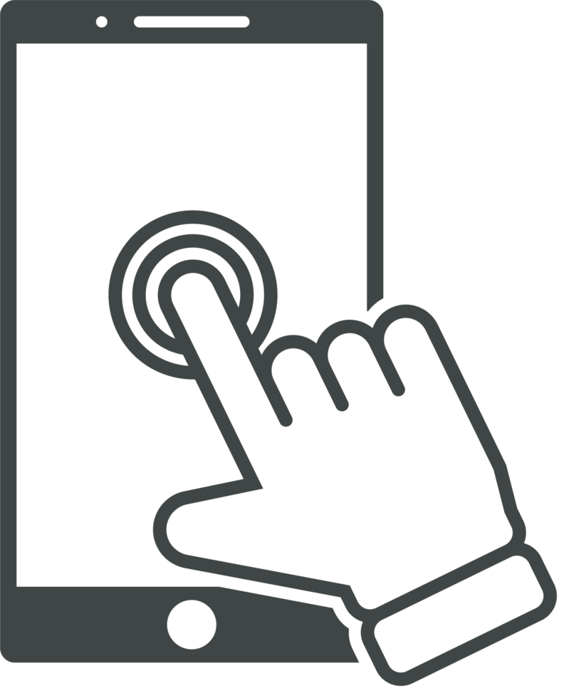 Hand cursor click on the smartphone icon png