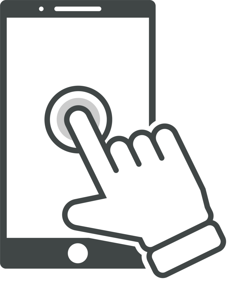 Hand cursor click on the smartphone icon png