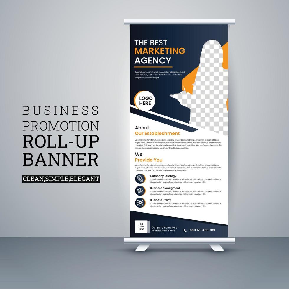 Modern business rack card or DL roll-up banner template for outdoor marketing. vector