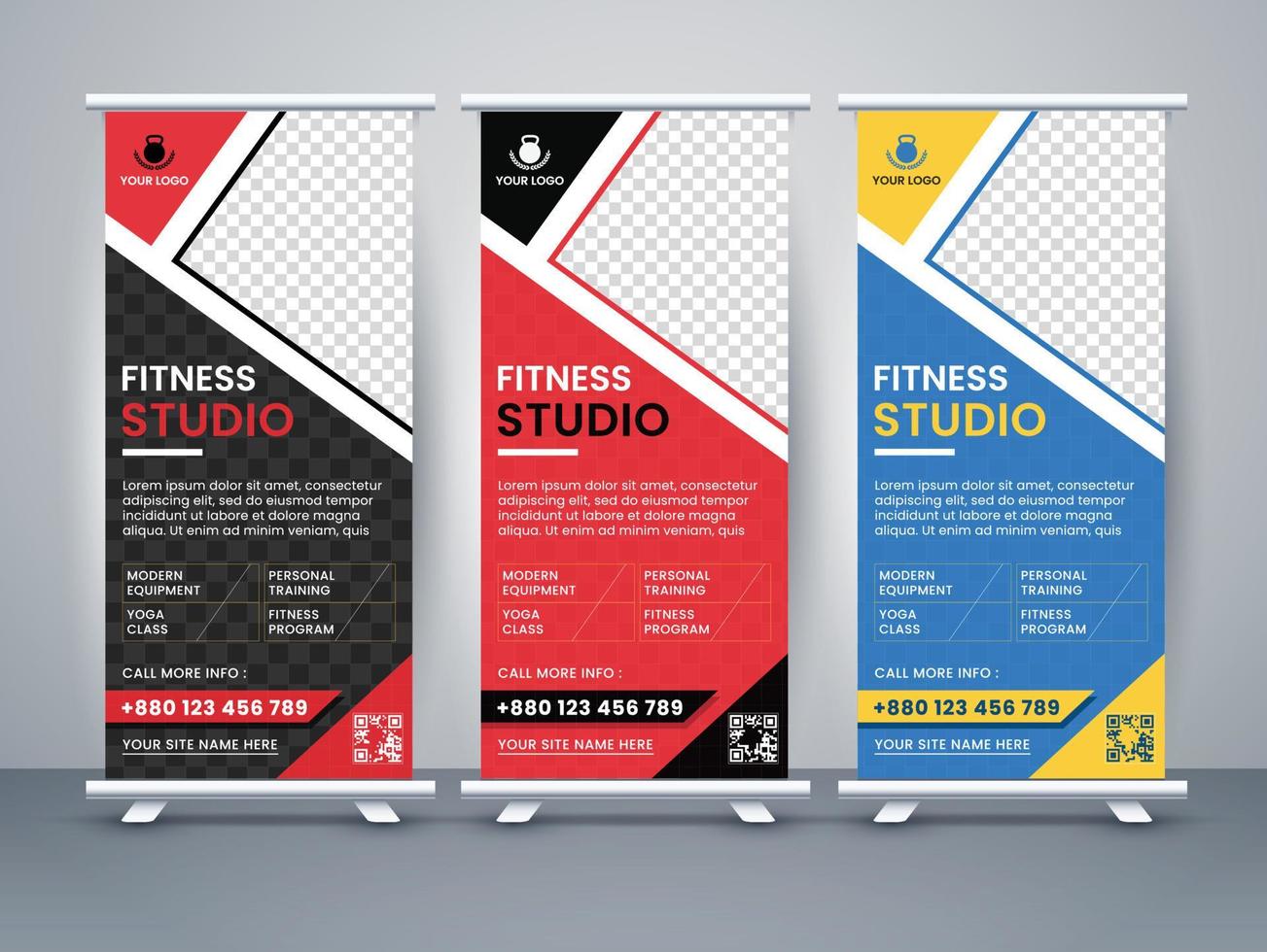 Creative Fitness rack card DL flyer template vector