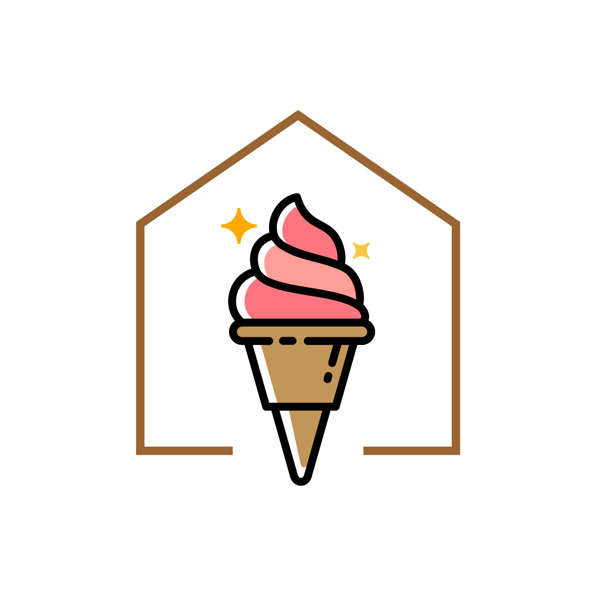 house of ice cream cone concept logo design on trendy line art style