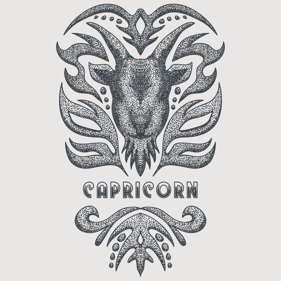 capricorn vintage vector illustration