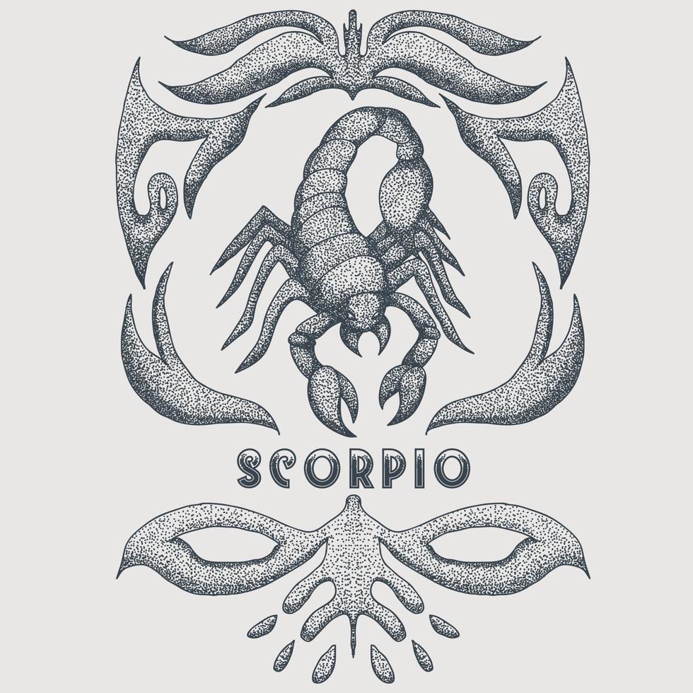 escorpio, zodíaco, vector, ilustración vector