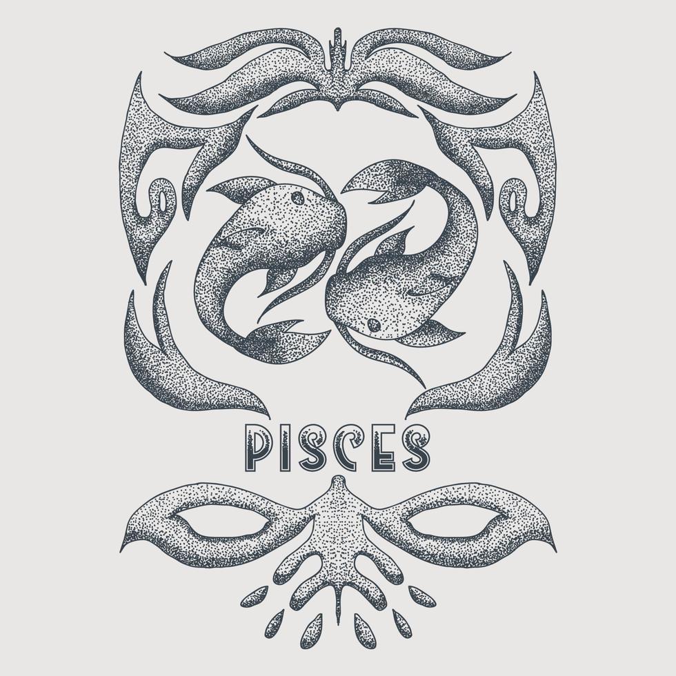 pisces vintage decoration vector illustration