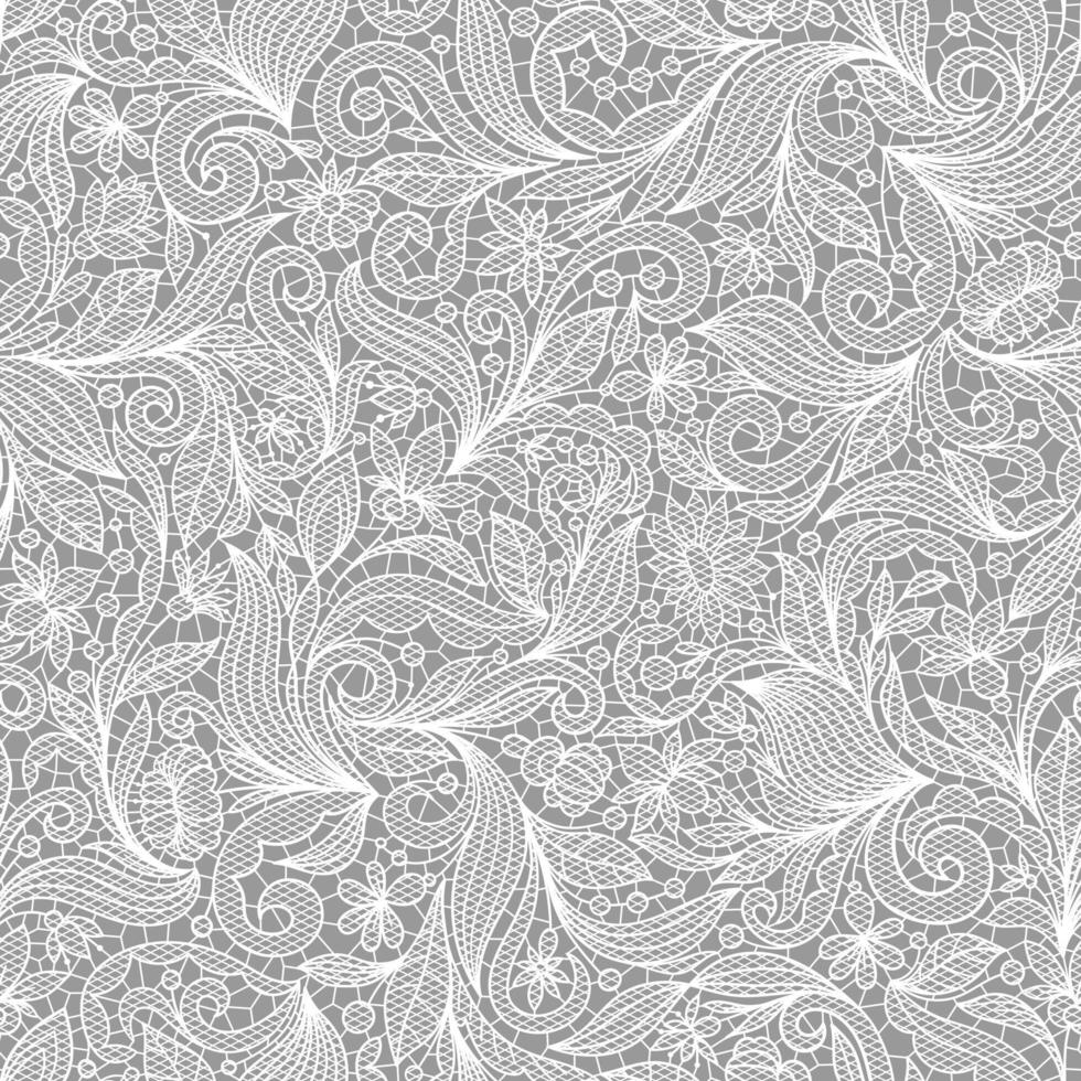 GREY VECTOR SEAMLESS BACKGROUND WITH WHITE FLORAL LACE
