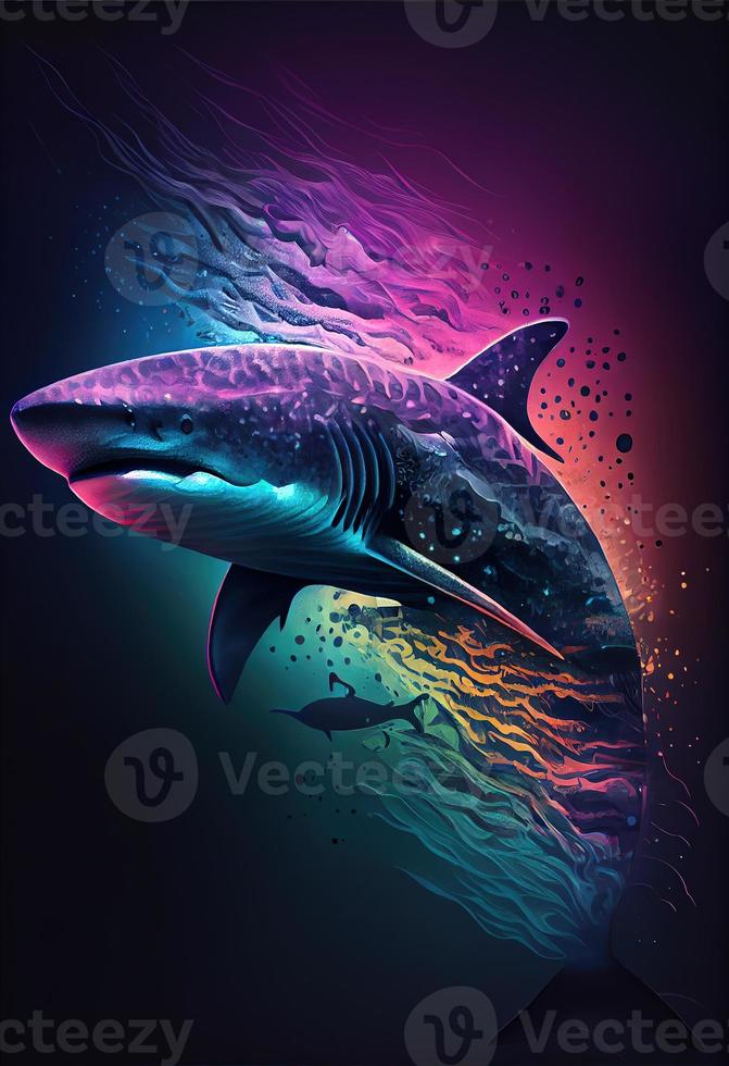 Shark print. AI render photo