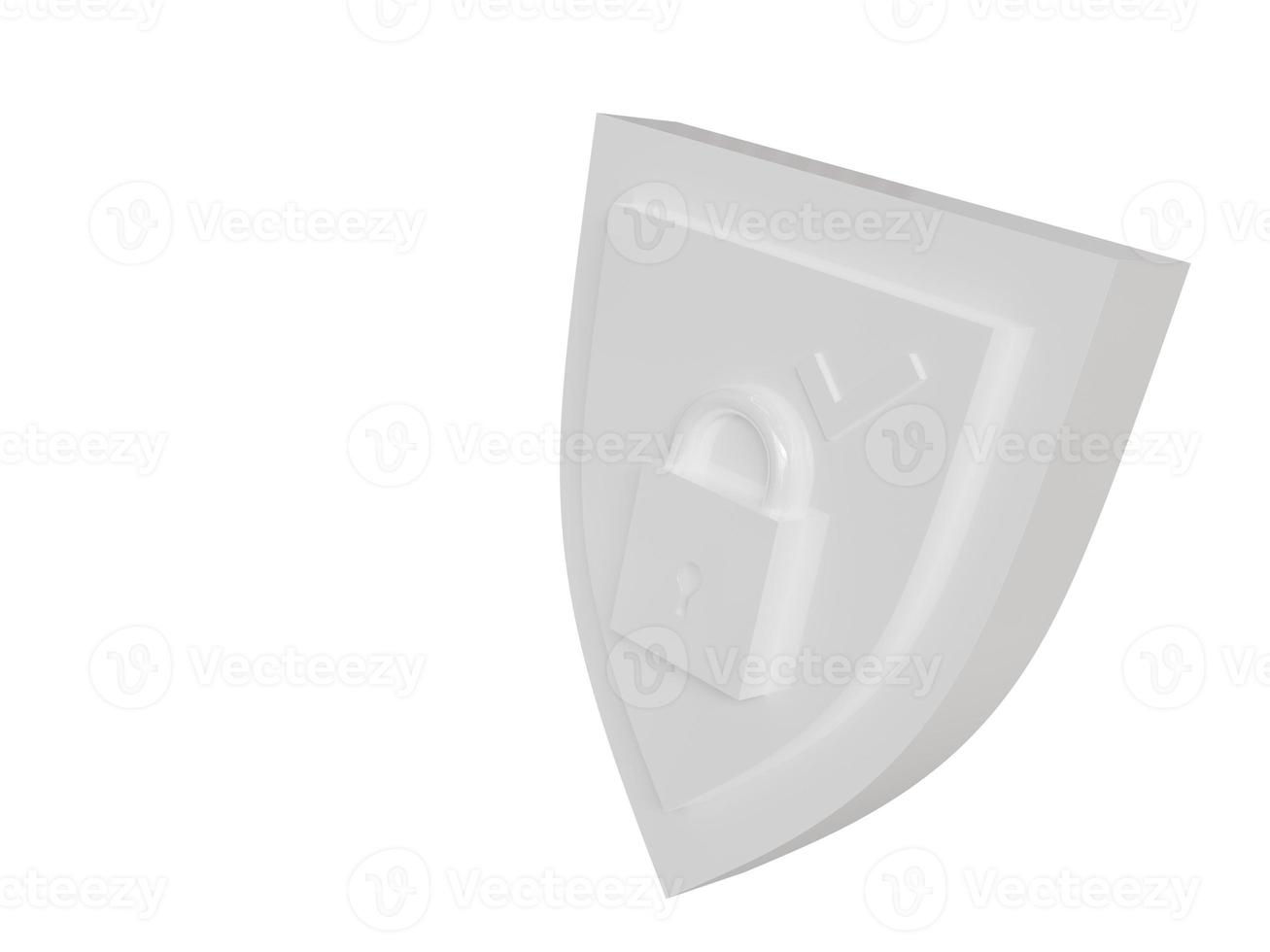 Protection enabled white symbol. 3d render. photo